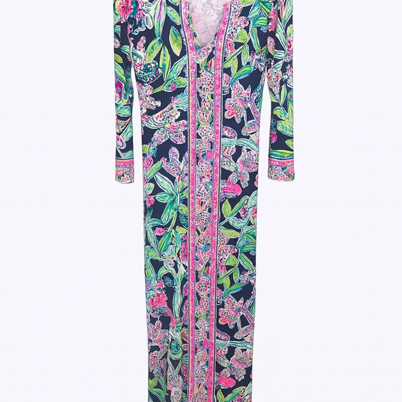 Lilly Pulitzer XS Maxi Dress – Vibrant Floral Print, Long Sleeve - Picture 1 of 4